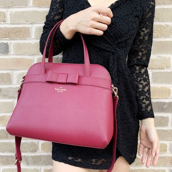 Kate spade large satchel burgundy bow SALE‼️ - Picture 4 of 8